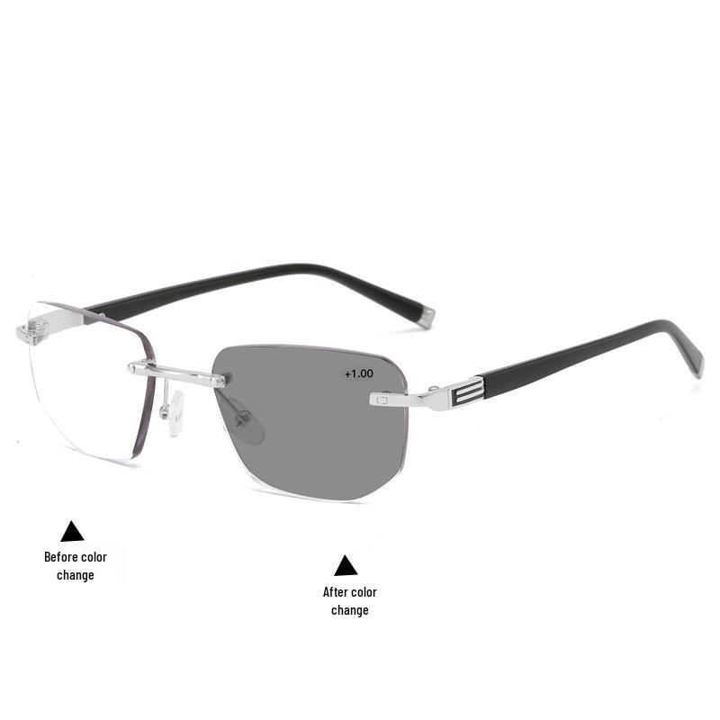 Rimless Photochromic Multifocal Reading Glasses for Near & Far with Smart Zoom