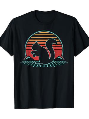 80s Retro Squirrel Graphic TShirt 100 Cotton ONeck Short Sleeve Summer Casual Mens Tshirt Streetwear