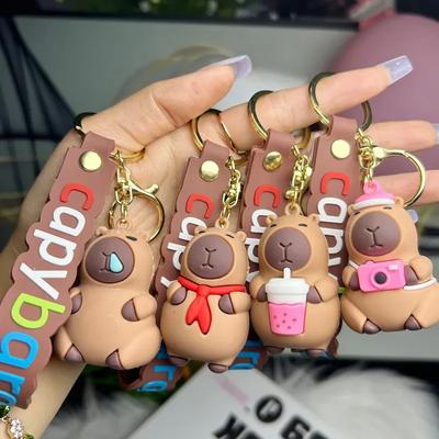 Cute Capybara Keychain Fashion Bag Pendant Cute Animal Keyring Accessories for Girls Kids Backpack Decoration Gift Idea