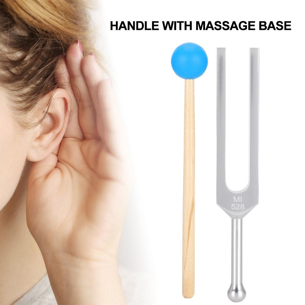 528HZ Aluminum Alloy Tuning Fork Wood Hammer Sound Healing Therapy Tool Set
