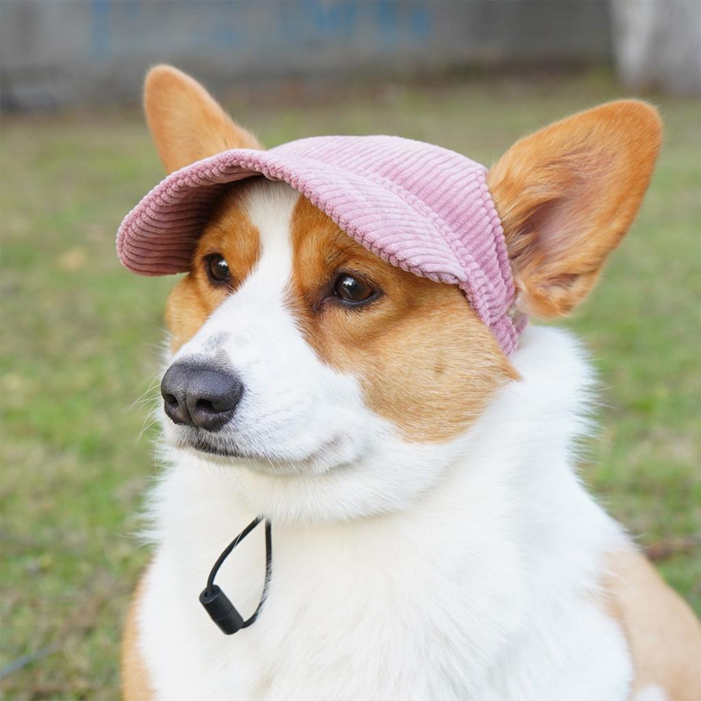 Personalized Custom Embroidery Pet -shedding Exposed Ears Adjustable Rope Buckle Corduroy Hat For All Seasons Universal Outdoor Small Dog Sun Hat