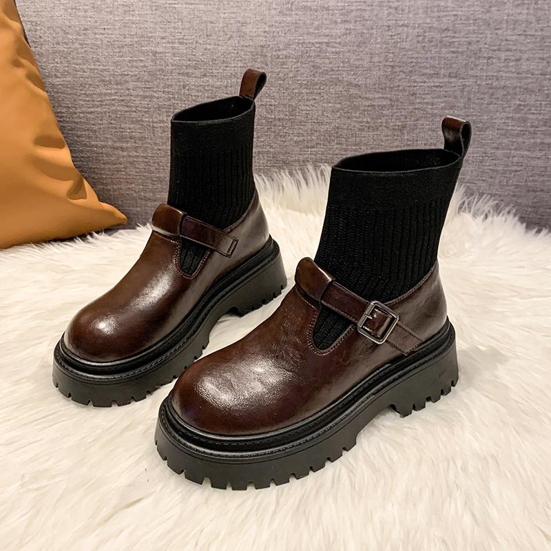 

Fashion Thick Soled Skinny Elastic Boots Trendy Ins Explosive Street Women s Socks Elastic Socks Shoes British Style Spring and Autumn 40