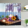 Zen Stone Buddha Flowers Scenery Shower Curtains Creativity Art Bathroom Bath Curtain With Hooks Waterproof Fabric Bathtub Decor
