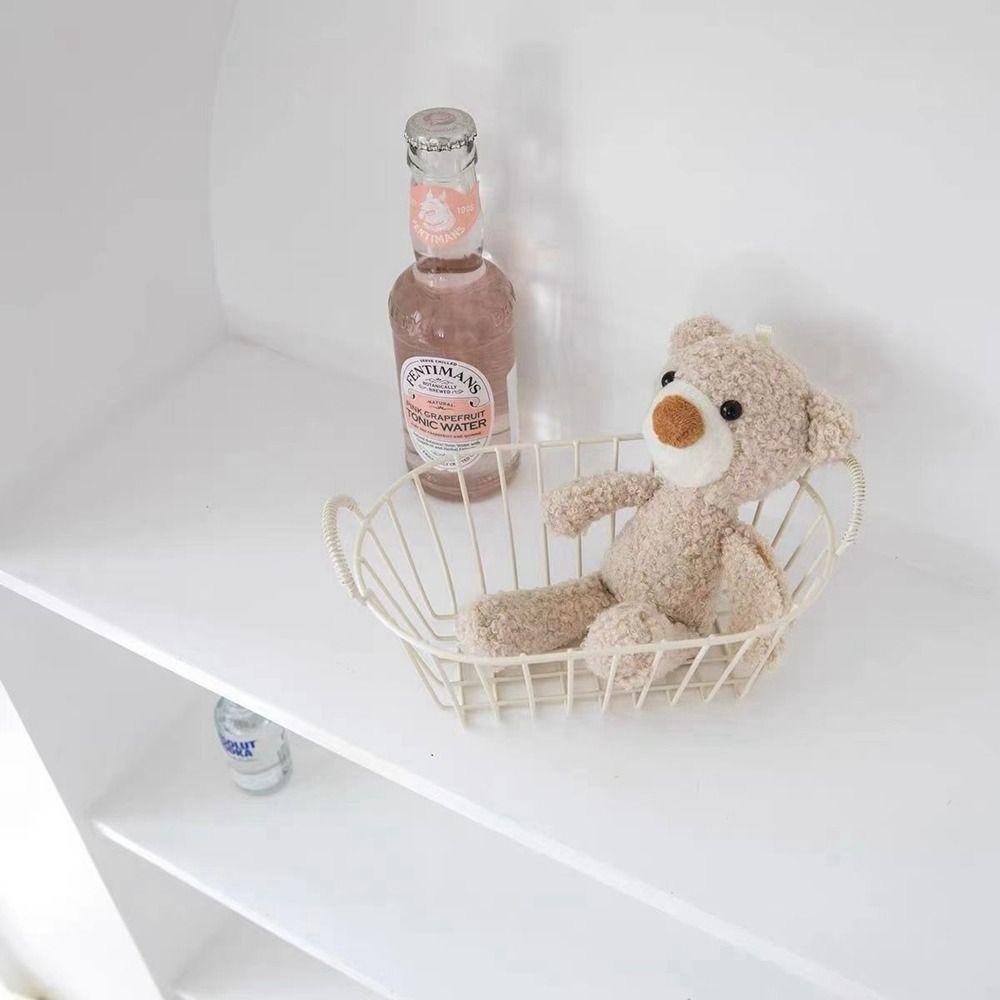 Beige Wire Storage Basket Small Sundries Organizer Vintage Fruit Basket  Kitchen