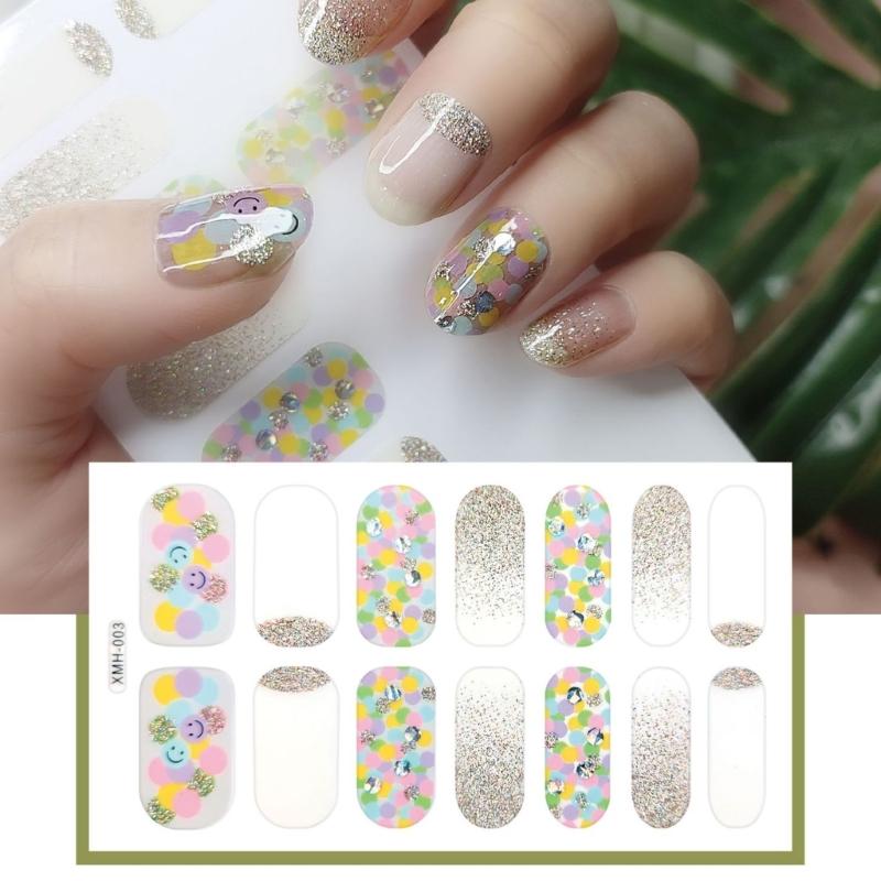 Flower Gradient Nail Sticker Full Wraps Nail Art Stickers Self-Adhesive Nail Art Decal Strips for DIY Nail Art Decor