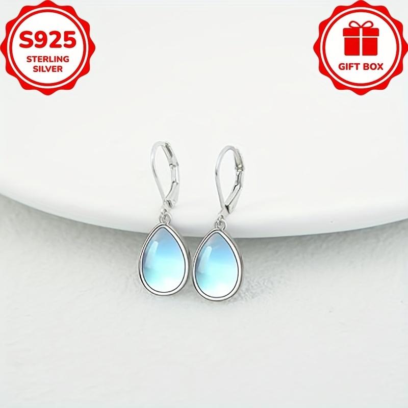 Fashion 925 Sterling Silver Water Moonstone Drop Earrings for Women Simple Wedding Engagement Jewelry Gifts