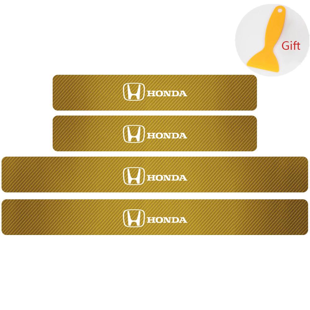 

4PCS Carbon Fiber Car Door Sill Sticker Badge Threshold Car-Styling For Honda Mugen Typer Avancier Civic FK8 FIT CRV XRV CRH 4pcs