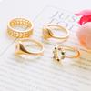 Fashion Hollow Carving Shell Ring Color Diamond Ring 4-Piece Set Ring Women
