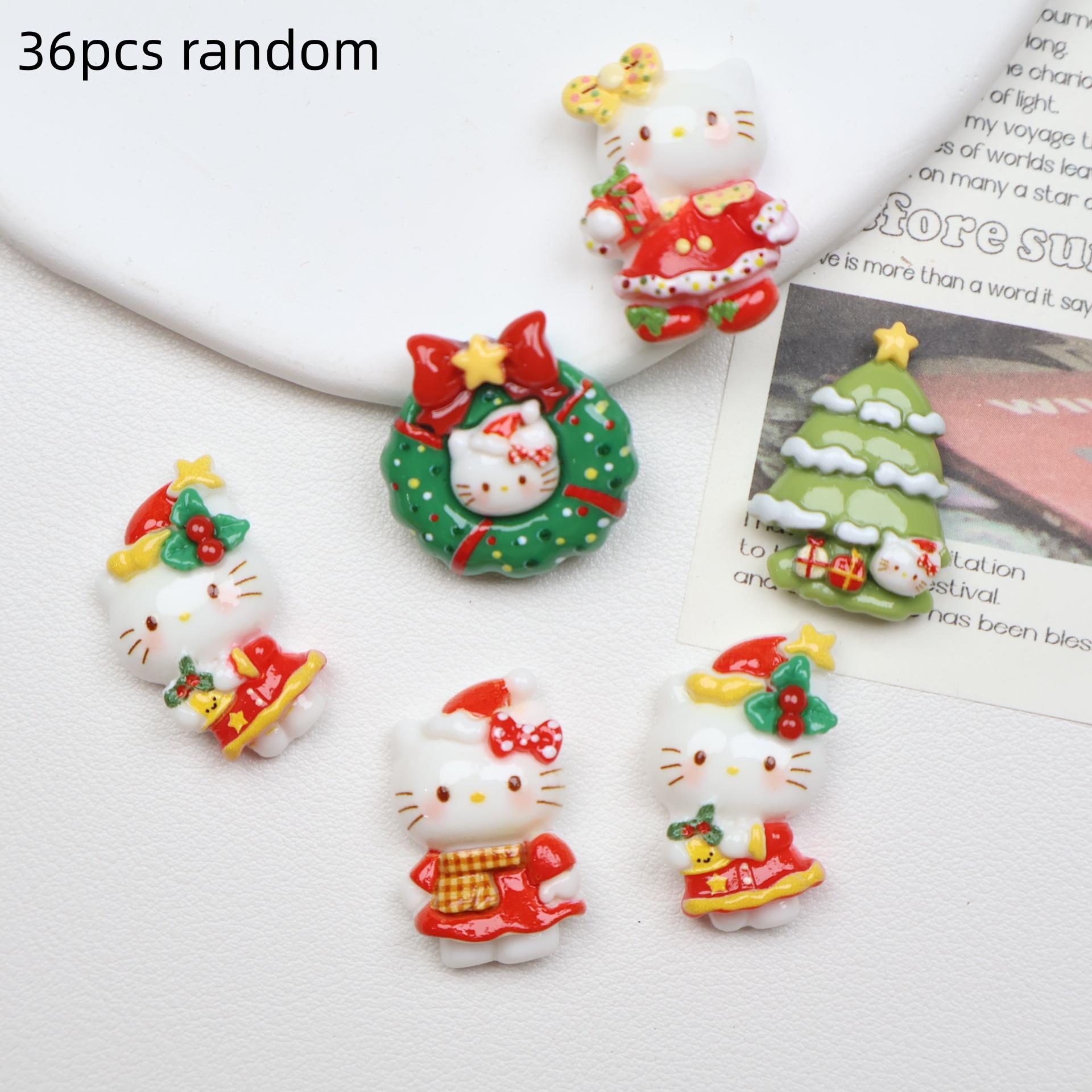 

36/120 Cartoon Christmas Tree Kitten Accessories Cream Glue Resin Accessories Handmade Hair Clips Keychains Shoe Buckles Pendant