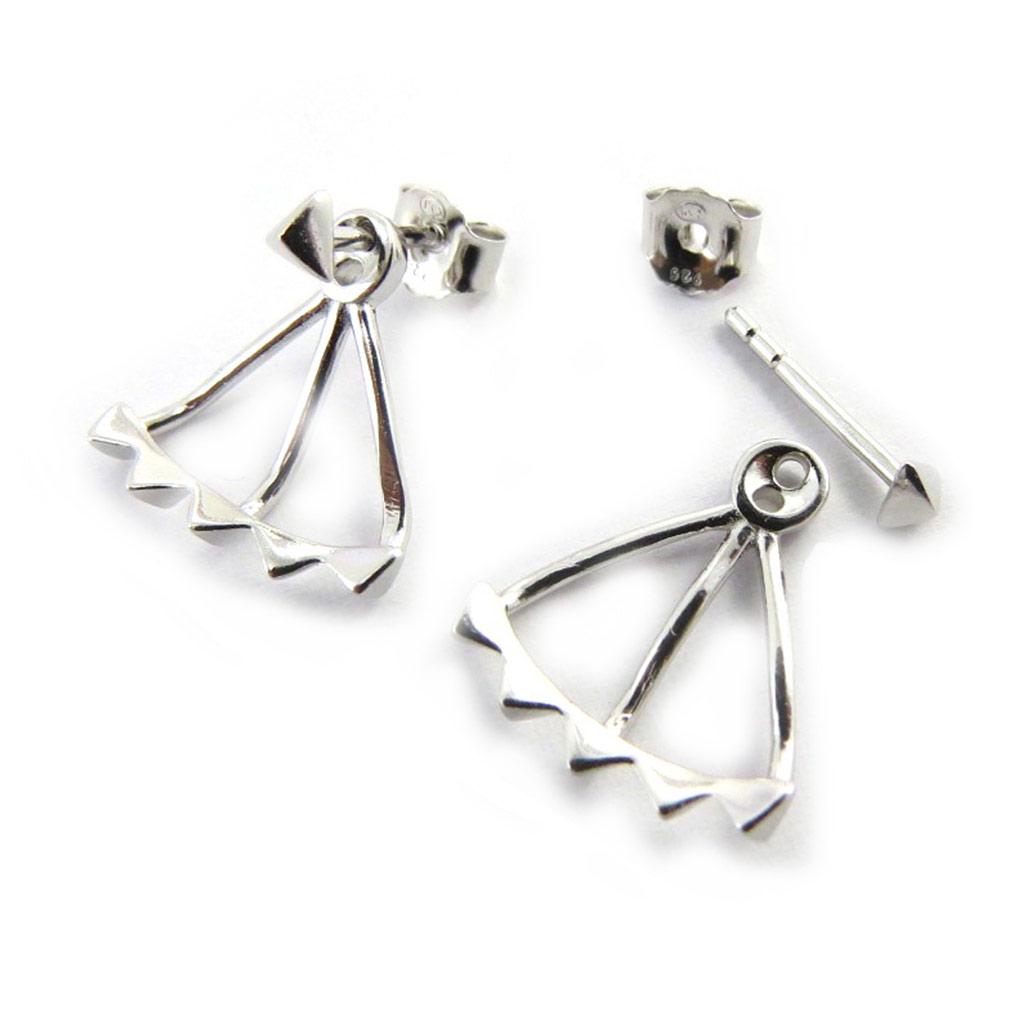 Les Trésors De Lily [M7340] - Boucles contours de lobes argent 'Triangles' argenté (rhodié) - 15x13 mm