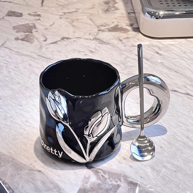 

Чашка для кави Тюльпан Висококласна Вишукана Керамічна Кружка Пара Побутова Чашка для Води Новий Стиль Жіноча Висока Зовнішність 301-400ml