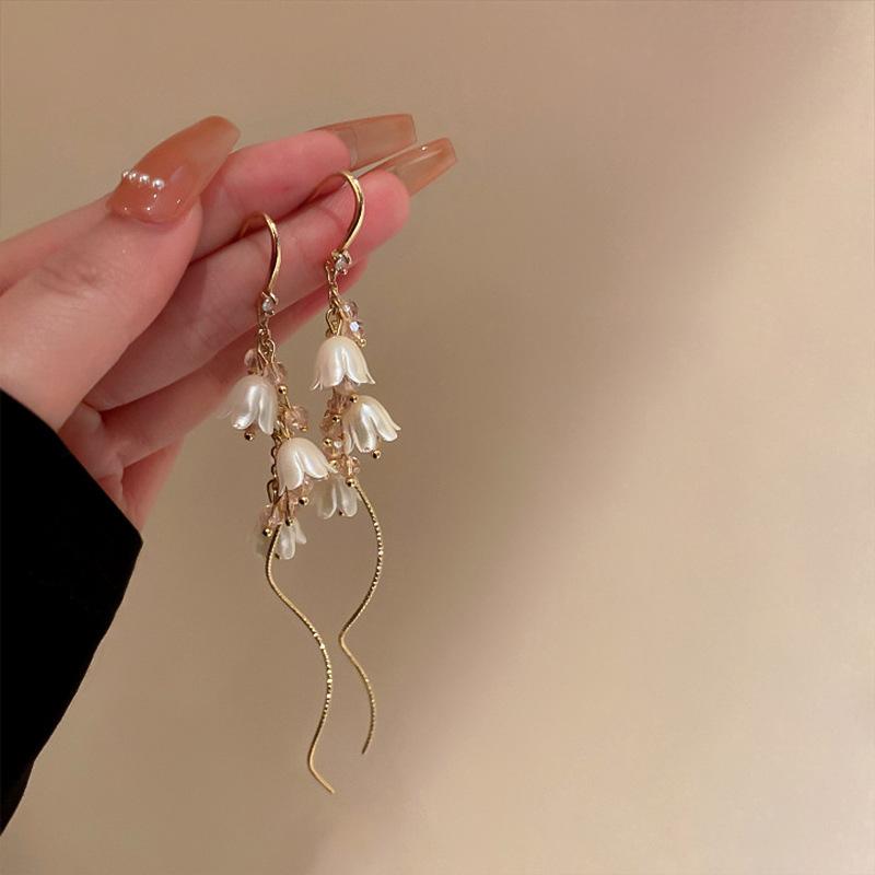 Kristall Maiglöckchen Blume Perle Ohrhaken Koreanische Mode Temperament Design Sinn Ohrringe Ohrringe Ohrringe Internet-Promi Persönlichkeit