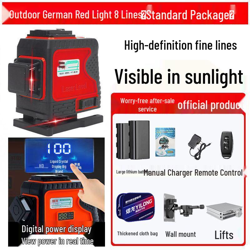 High-Precision Automatic Self-Leveling Infrared Laser Level with 12/16 Lines and Red/Green Light
