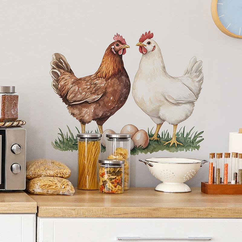 Garden Style Rooster Green Grass Bedroom Kitchen Home Background Landscaping Wall Sticker