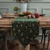 Cotton Linen Christmas Table Runner Gold Snowflake Print Cloth Xmas Wind Chimes Tablecloth for 4 6 8 Seat