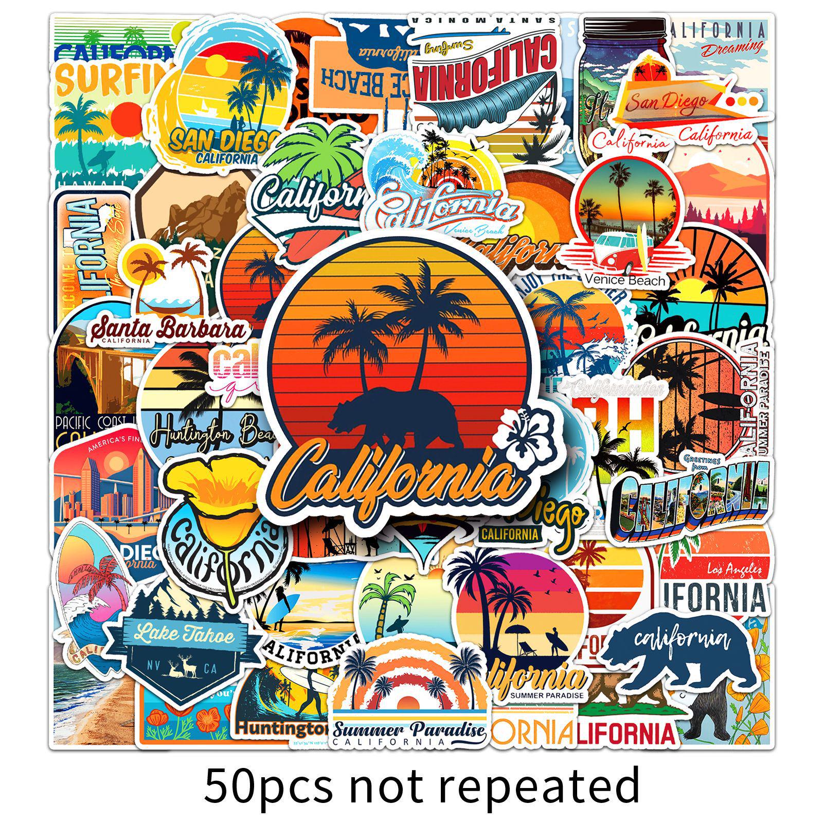 50 California Graffiti Stickers: Outdoor Travel Suitcase Decor