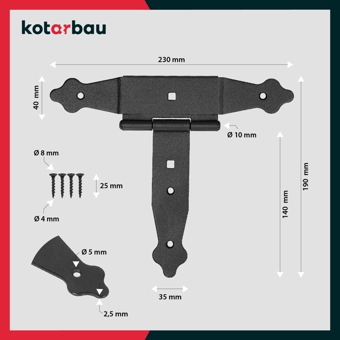 T-panty - KOTARBAU - 150 mm - Ocel - Černá - Snadná montáž