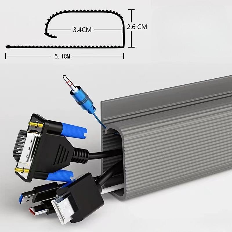 1pc 40cm/15.74in Self-Adhesive Cord Cable Organizer table wire trough Cord Cover Channel серый