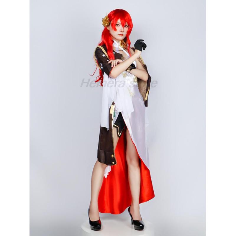 Honkai Star Rail Himeko Cosplay Costume Elegant Evening Party Dress Shoes Wig Anime Chinese Style Halloween Costume For Women