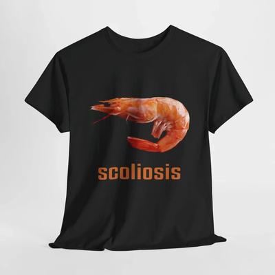 Scoliosis Funny Shrimp Meme T-shirt Funny Short Sleeve Hip Hop Y2k Tops Casual Loose T-shirt Streetwear Fashion Tops Unisex