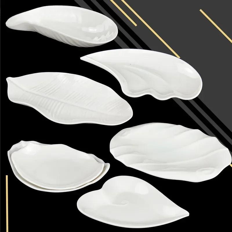 Pure White Plastic Irregular Plate Dish Commerce Serving Tray BBQ Picnic Plates Dessert Snacks Fruit Dishes Kitchen Tableware