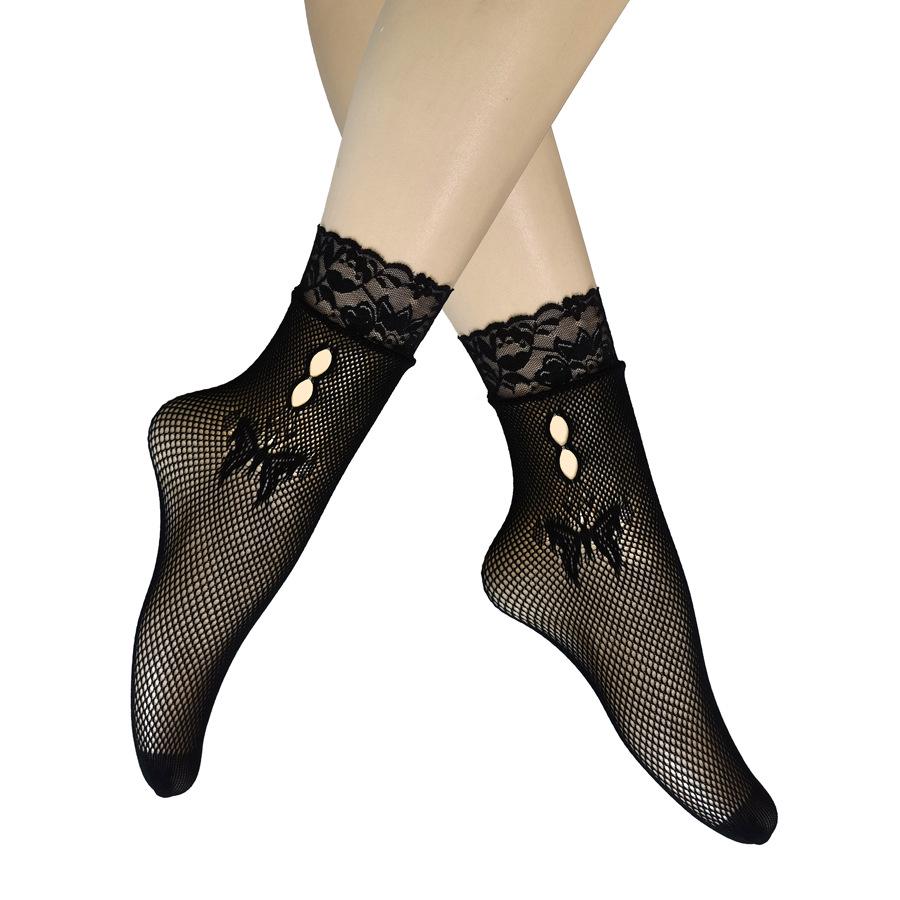 Schwarze Perle Sommer Spitze Netz Knöchelsocken - Atmungsaktive, Unsichtbare Übergrößen Strümpfe