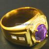 Amethyst Oval Cut With 925 Sterling Silver Gold Plated Ring For Men's #A676 JL375658847179