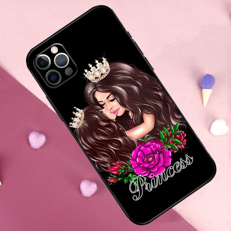 Baby Mother Brown Girl Family Phone Case For iPhone 17 Pro Max 11 14 15 16 Pro Max Plus 12 13 Mini 17 Air 16e Back Cover