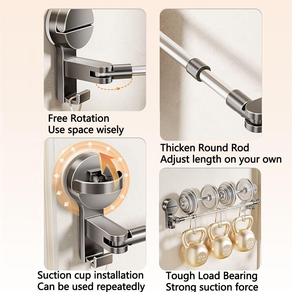 Punching-Free Suction Cup Towel Bar Retractable Paper Towel Holder  Storage Supplies