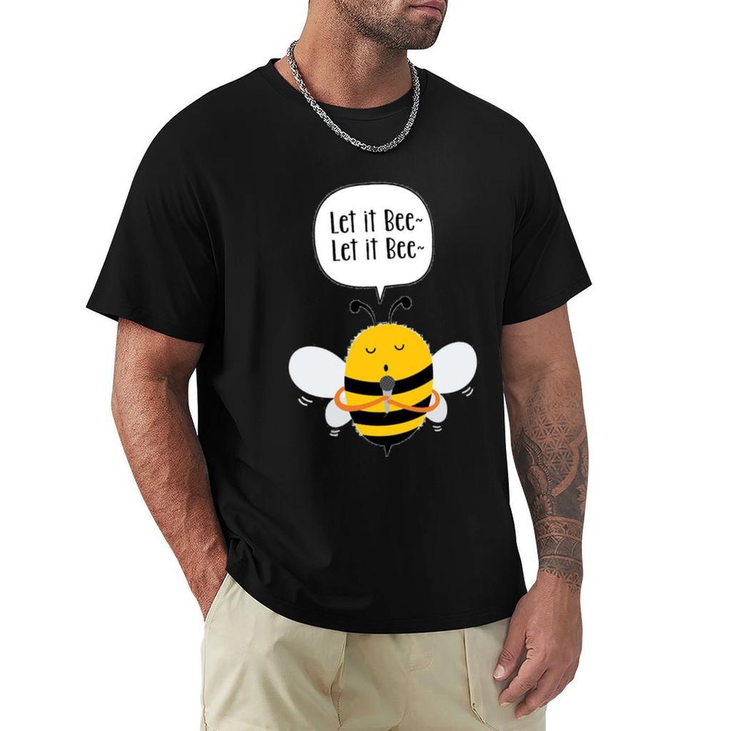 Let It Bee Tshirt Basic Casual Short Sleeve Cotton Shirt