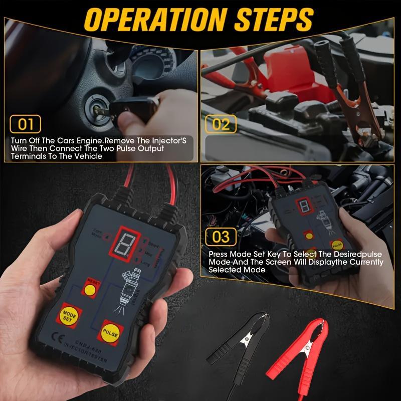 Fuel System Scan Tool Automotive Cleaning Tool Kit Injector Flush Cleaner Car Fuel Injector Tester Portable 4 Pulse Mode