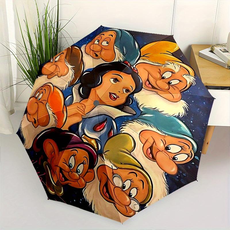 

Disney Snow White, Seven Dwarfs Automatic Open/Close Umbrella - Cute Umbrella with Cute Design, Portable 3-Fold Compact Umbrella for Men & W