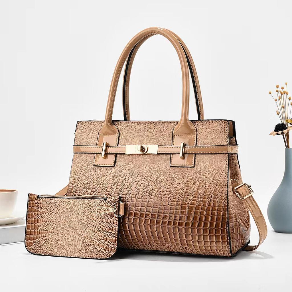New Bag Mother and Child Bag Handbag Texture Shoulder Bag Versatile Crocodile Leather Pattern Bright Leather Bag Bags