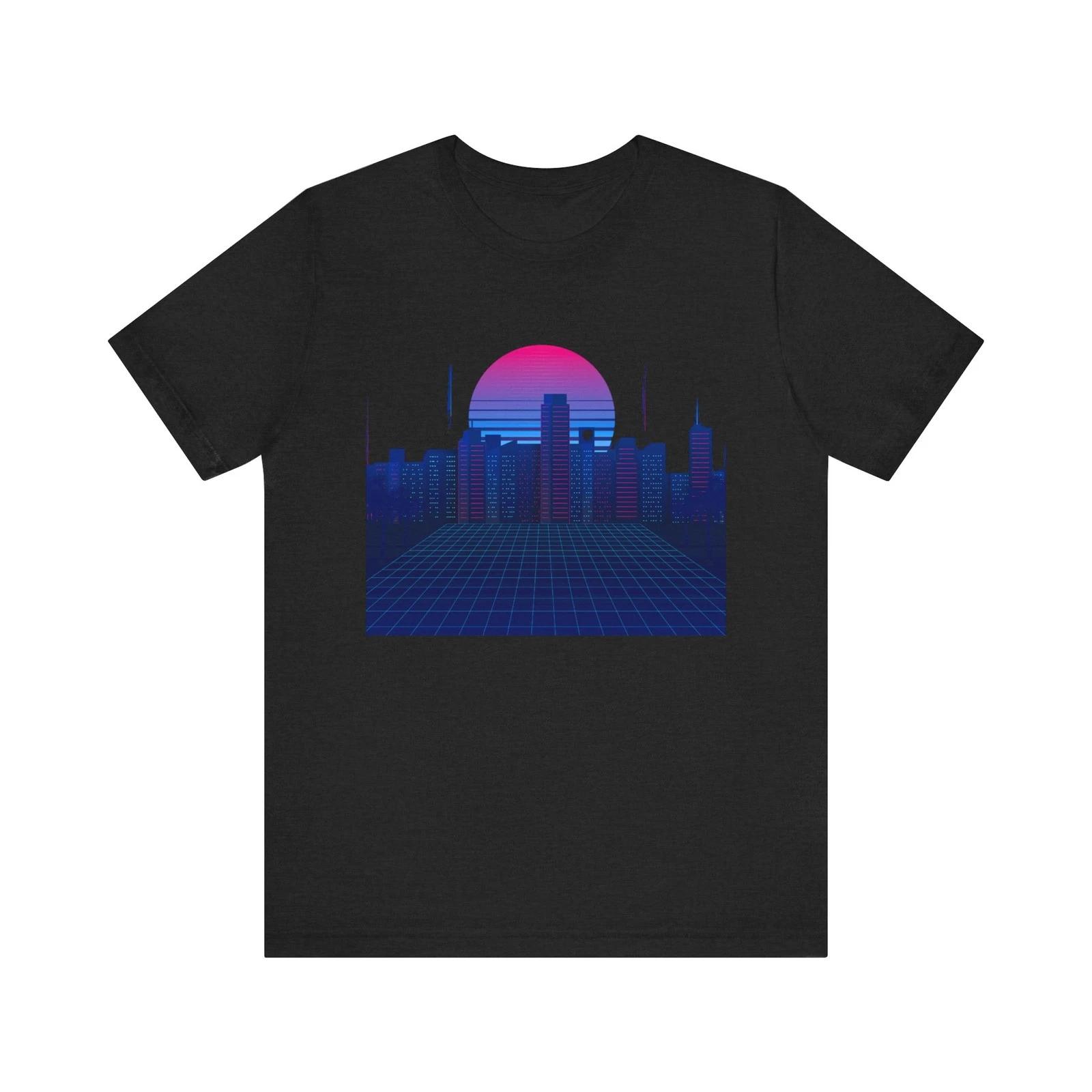 Retro Cybercity Sunset Tee | Vaporwave 80s Skyline 4XL