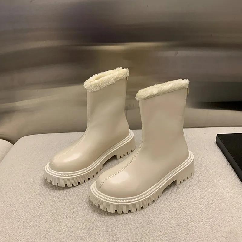 2024 Retro Western Cowboy Boots Chunky Heel Round Head Fashion Boots Thick Bottom Warm Snow Botas Versatile Women Shoes Gothic