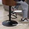 Set of 2 Height-Adjustable Bar Stools 360 Degrees Swivel with Footrest, Tufted Fabric