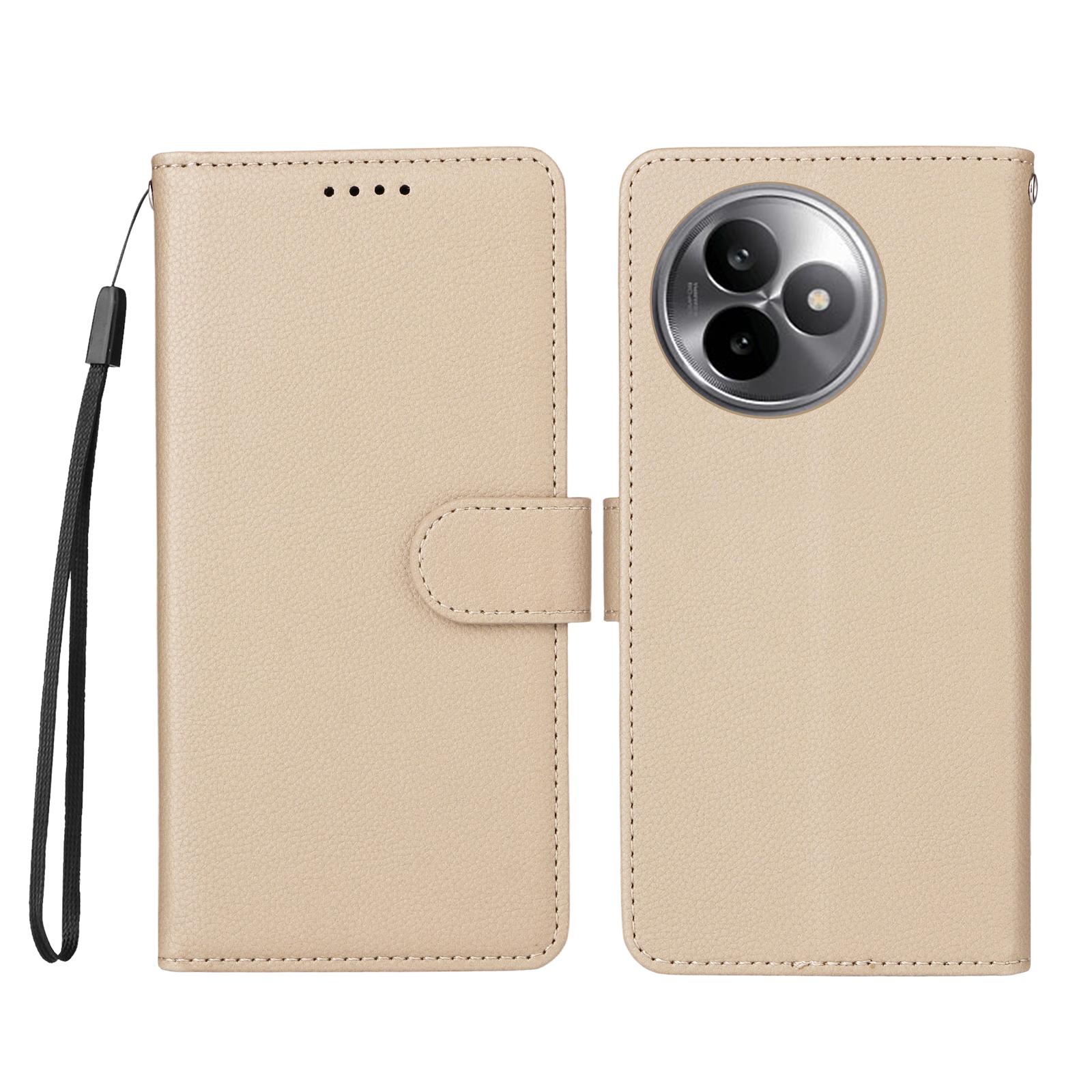 

For Xiaomi Redmi K80 Ultra 5G Case RFID Blocking 3 Card Slots PU Leather Phone Cover with Wrist Strap Creamy White
