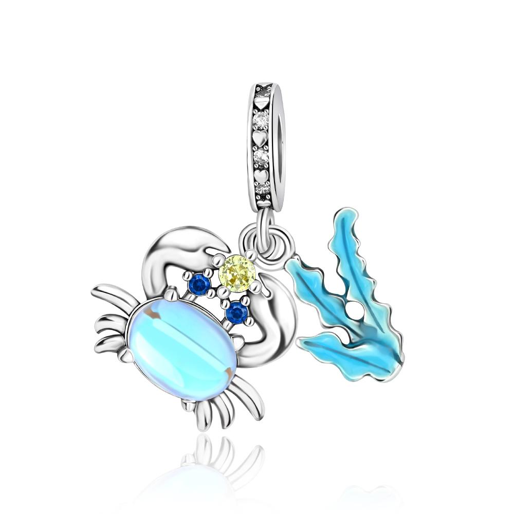 Popular Copper Dolphin Secure Chain & Conch & Sparkling Turtle Dangle Charm Fit Bracelet Exquisite Beach Party Gift