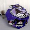 Heart Shaped Kuromi Sanrio Durable Cartoon Folding Cartoon Umbrella, Portable 3-Fold Compact Umbrella for Men and Women, Suitable for Travel or Daily
