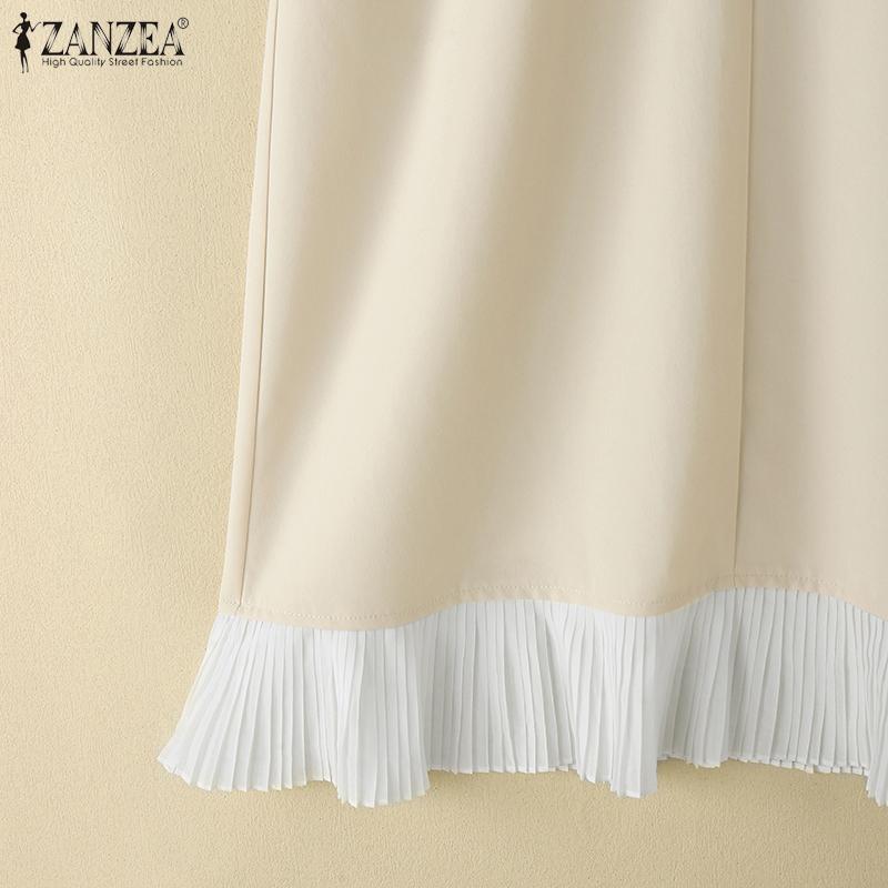 ZANZEA Women Casual Round Neck Summer Short Sleeve Loose Dress
