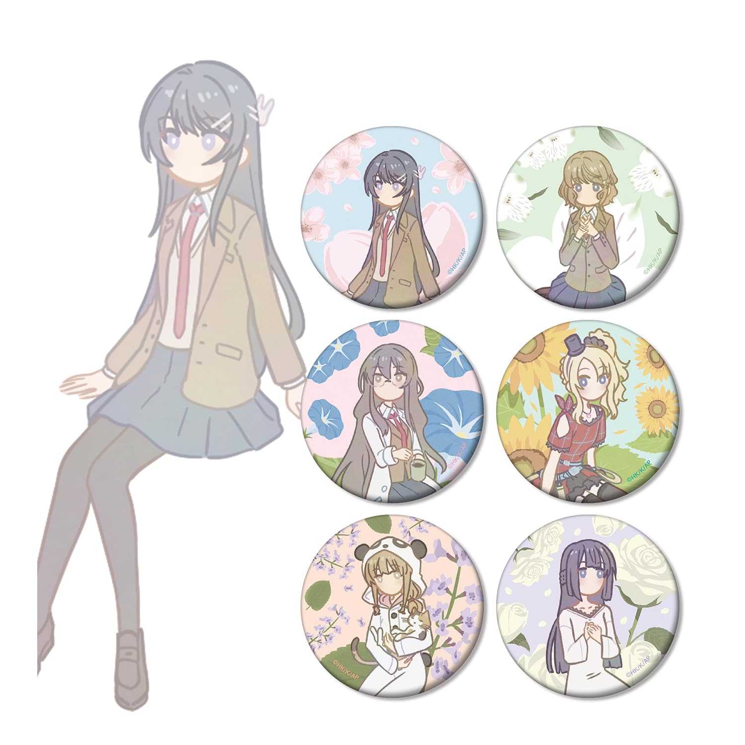 

Does Not Dream of Bunny Girl Series Trading Botania Matte Can Badge Box of 6 Rascal Senpai