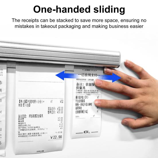 Aluminum Slide Check Rack with Pen Slot And Receipt Bills Ticket Invoices Memos Holder Clip Holder Restaurant Order Organizer