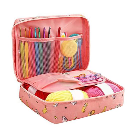 DIY Lace Blanket Weaving Tools 59Pcs/Set Crochet Kit, Ergonomic Hooks Yarn Accessories Set Knitting Supplies for Beginners with Storage Bag, Complete