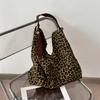 2 Niche Leopard Print Large Capacity Double-sided Canvas Commuter Tote Bag Handbag Shoulder Underarm Bag Women's Bag