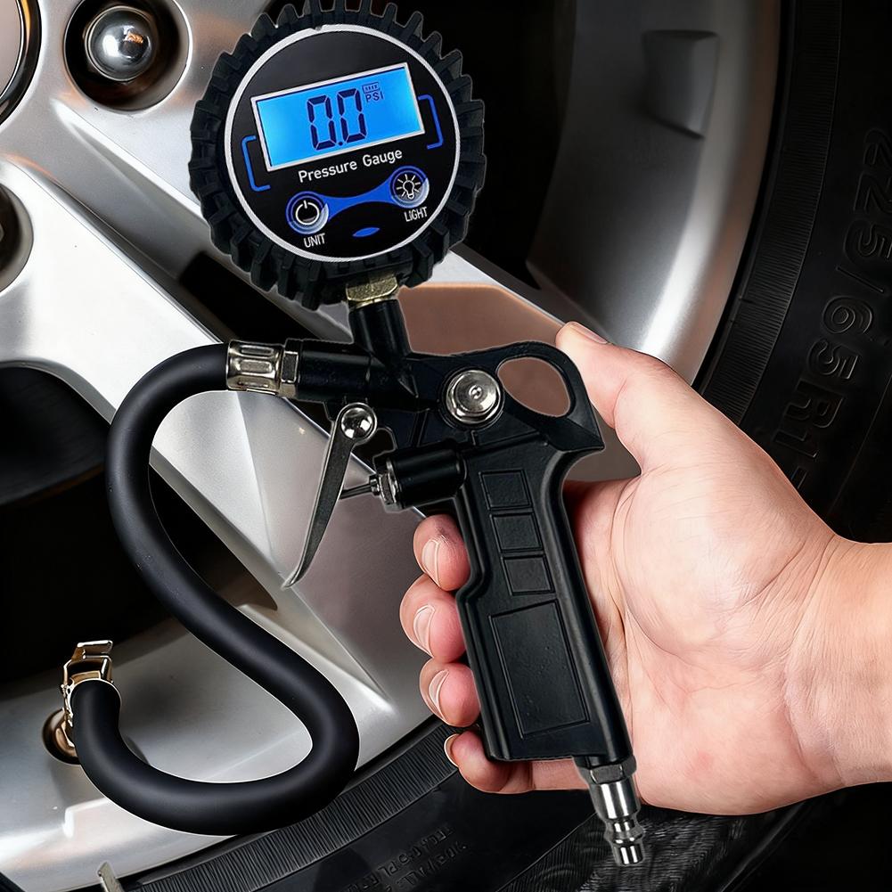 Car Tire Inflator Gun Multifunctional Tire Air Pressure Bicycle Tester Auto Inflator Monitoring Tools Motorcycle Gauge Pump I6K2