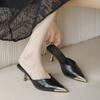Spring and summer new bag head half slippers wear pointed low heel thick heel women's shoes cool slippers comfortable drag