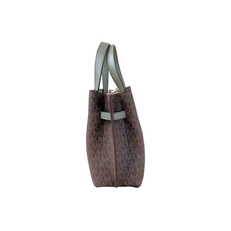 Michael Kors MK Emilia Commuter Logo Color Block Square Zipper Leather Tote Shoulder Crossbody Bag Small Women Bags 35H0GU5S1B-ARMY-GREEN