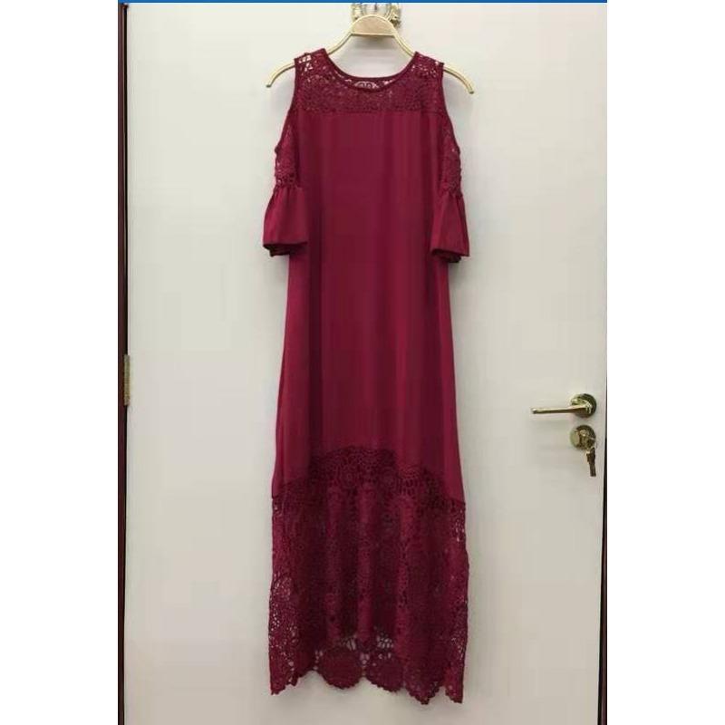 Modna Elegancka Sukienka Letnia z Koronki z Krótkim Rękawem Dekolt O Odkryte Ramiona Dopasowana Damska Sukienka A-line na Imprezę Do Biura Casualowa Prosta Luźna Odzież