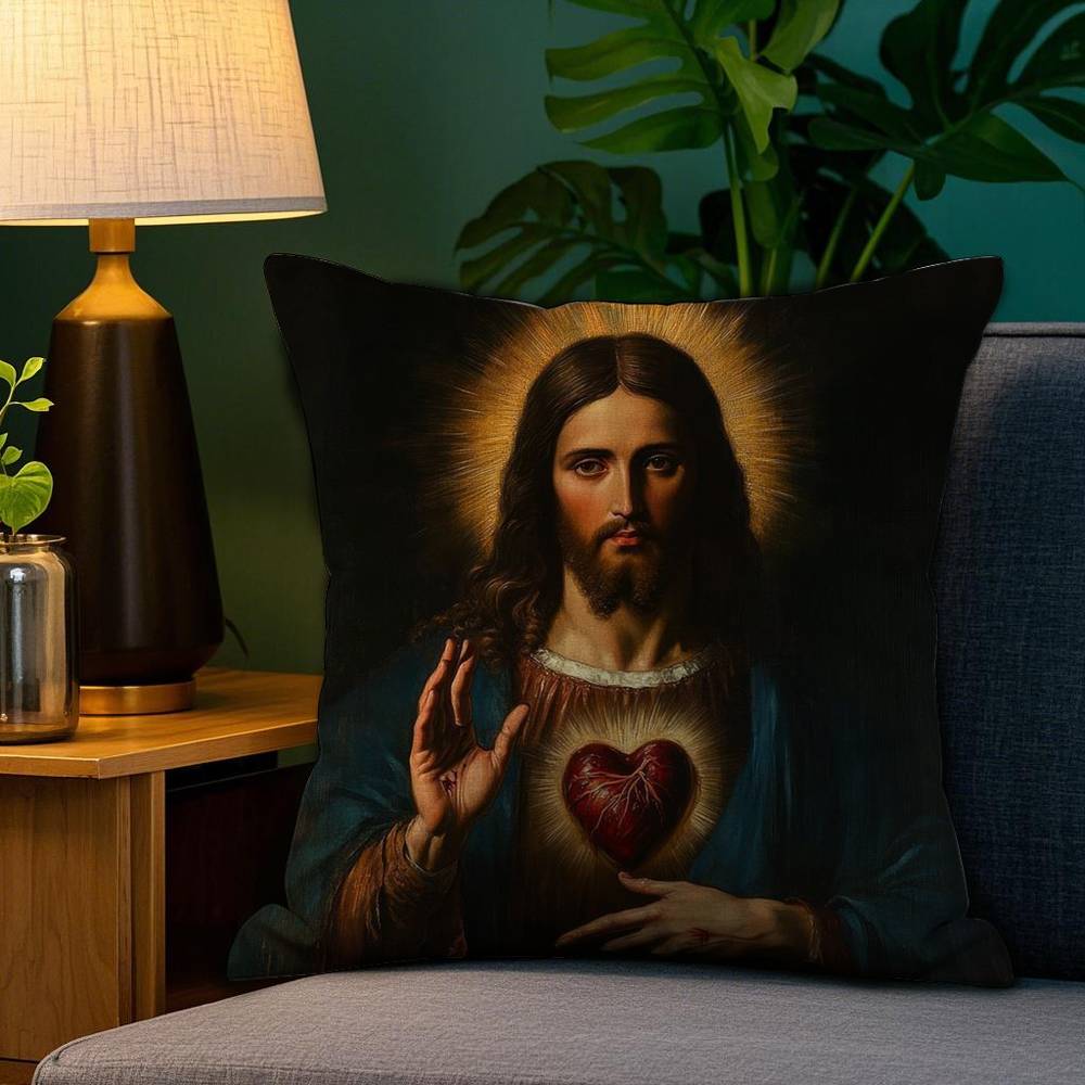 S-Sacred Aesthetic Art Pillow Case Plush Linen Soft Double Sided Printed Design Throw Cushion Decorative Home