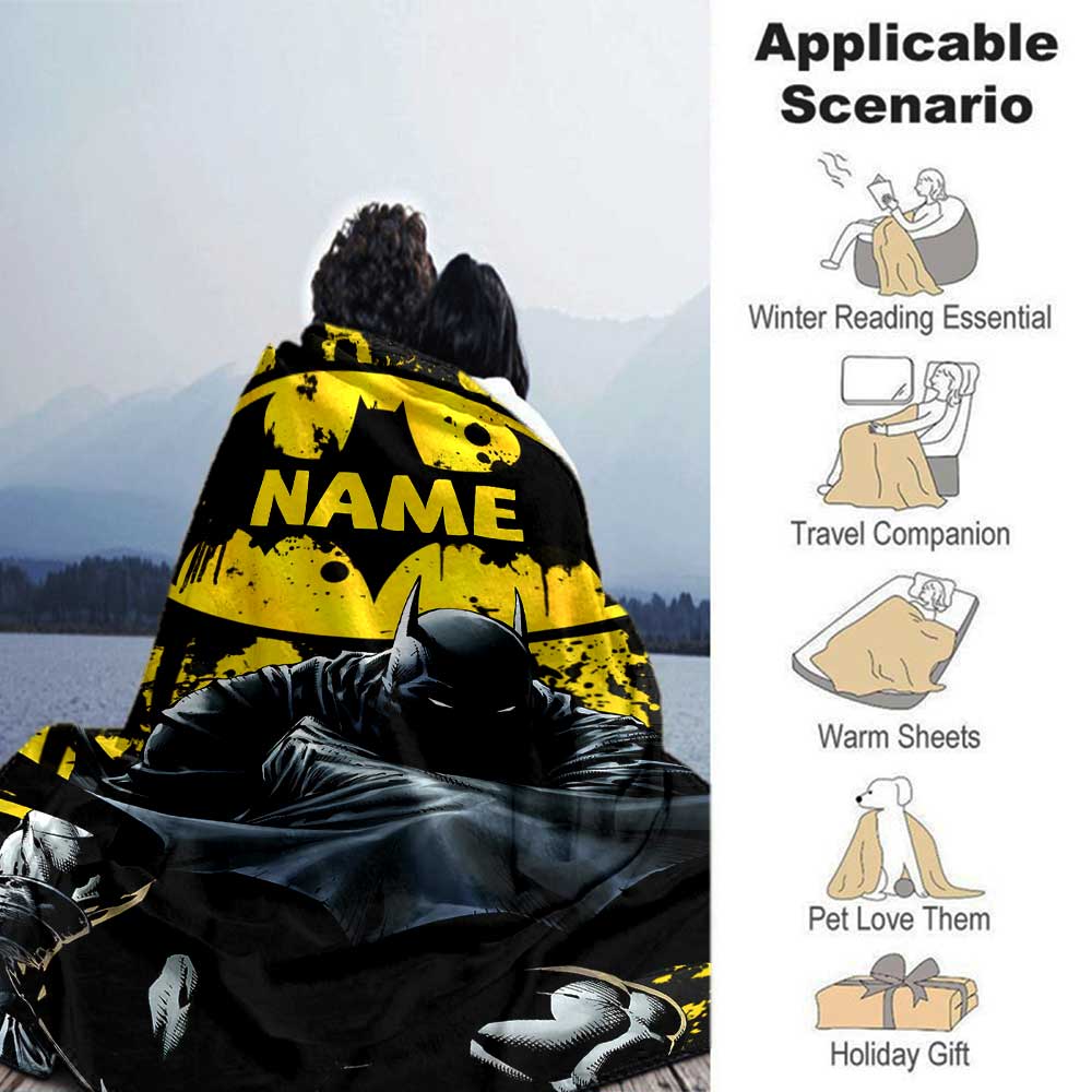 Warner (17) Customize Text Blanket Cozy Personalized Blanket Soft Warm Cozy Versatile for Living Room Office Couch Seaside Ideal for All Seasons
